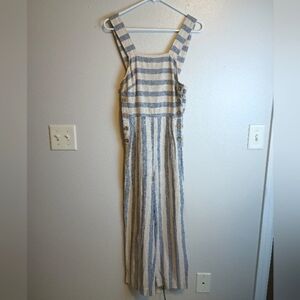 Altar’d State Sleeveless Linen Striped Jumpsuit Size Small